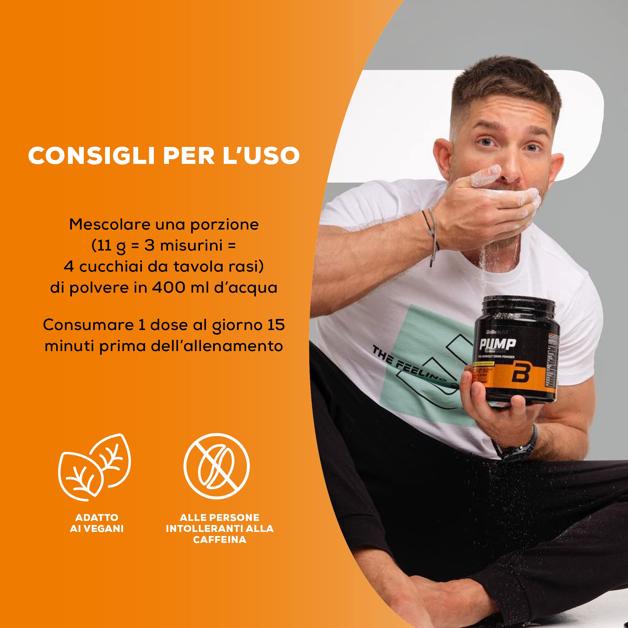 BioTechUSA Pump Caffeine Free | Energia, concentrazione e supporto immunitario | 19 principi attivi | Bevanda in polvere pre-allenamento, 330 g, Té freddo al limone