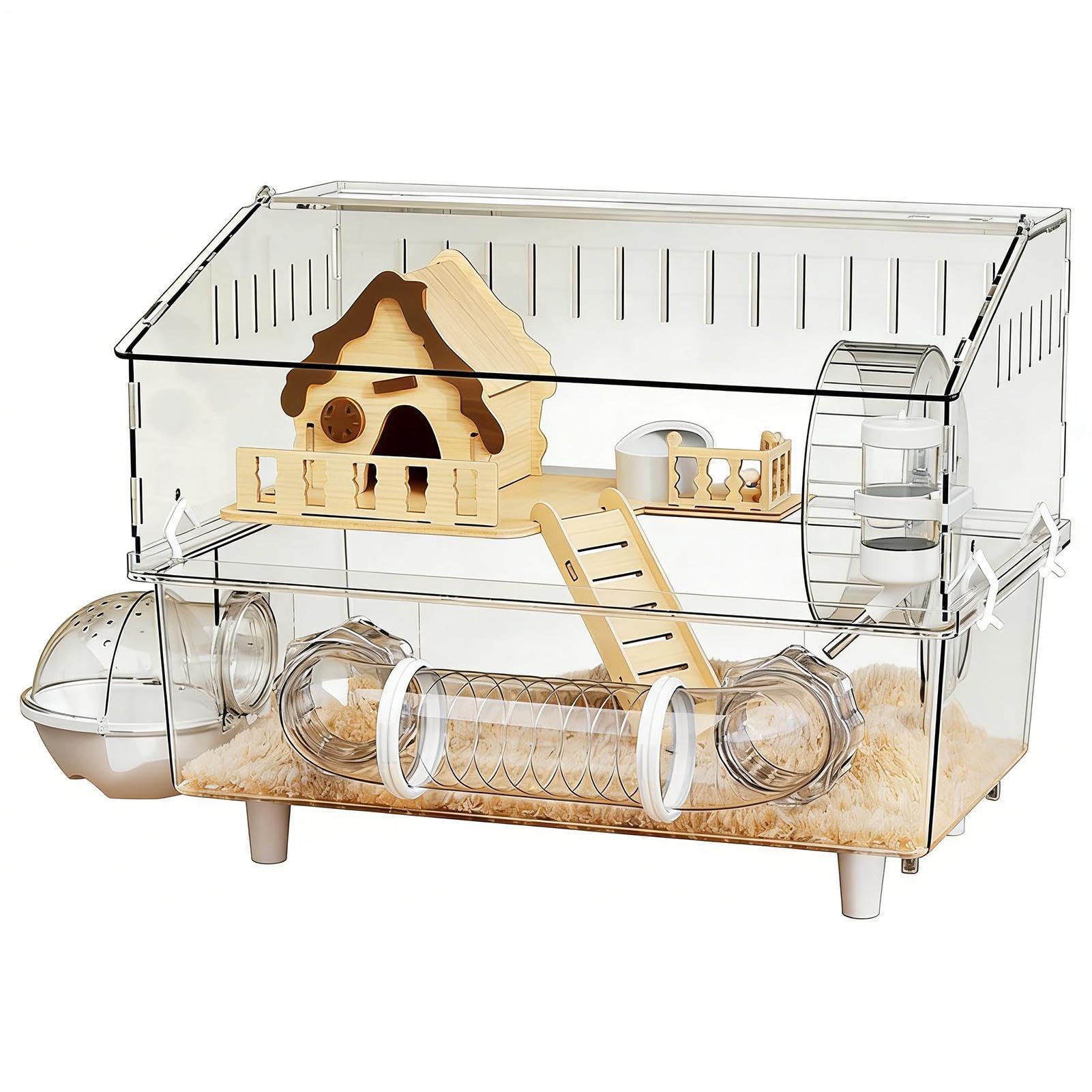 Jaula para Hámster Sirio Enclosure Transparente de Acrílico de 2 Capas | Jaula para Gerbos para en Casa, Interior, Exterior, Observación en Tienda de Mascotas o Jardín