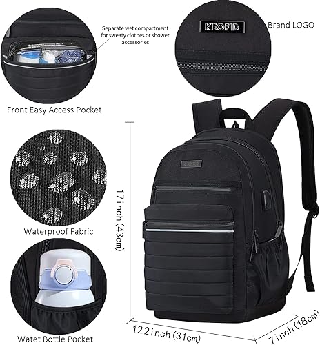 Miniatura 3 de KEOFID Mochila de viaje antirrobo para hombres y mujeres, moda para mujeres, mochila informal para la universidad, Negro -, X-Grande, Mochila de moda