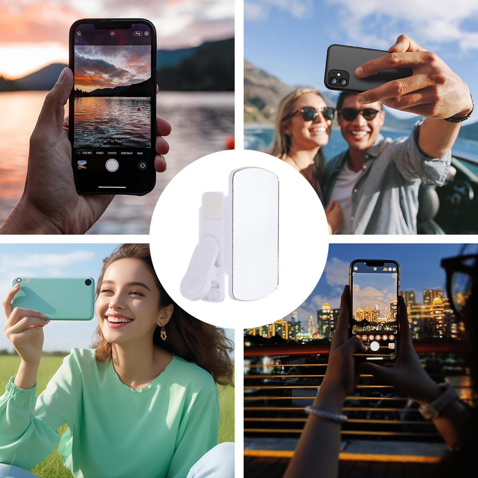 Klips do aparatu z lustrem lustrzanym – Selfie Smartphone reflektor – wysoce odblaskowy zacisk do robienia zdjęć selfie w podróży, fotografowania, nagrywania wideo
