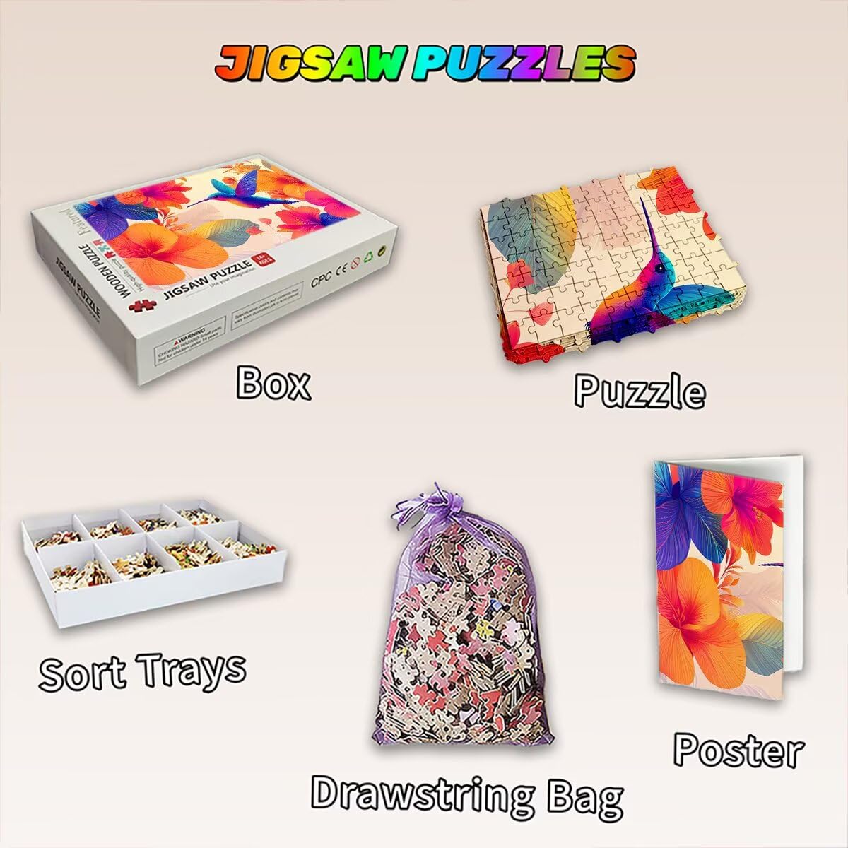 Puzzle 1500 elementów dla dorosłych, puzzle 1500 elementów ptaków, puzzle kwiatowe dla dorosłych z wykwintnym pudełkiem do pakowania, gry edukacyjne, duże drewniane puzzle na prezent dla kobiet