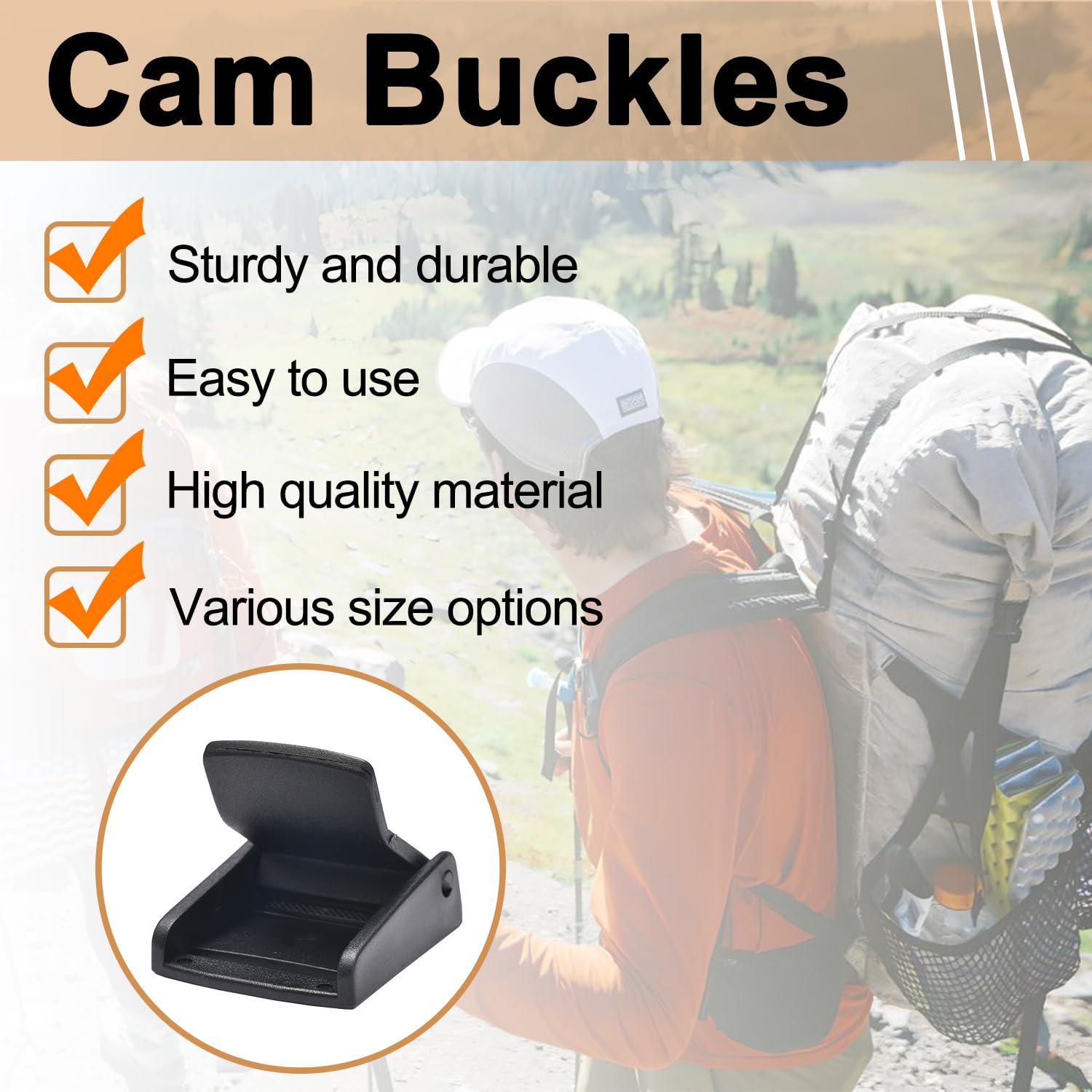 10 Stück 1,6 cm - 5,1 cm Pick Cam Gürtelschnallen Kunststoff schwarz Knebelclip für taktische Rucksackgurte Gurtband Tasche Teile Zubehör