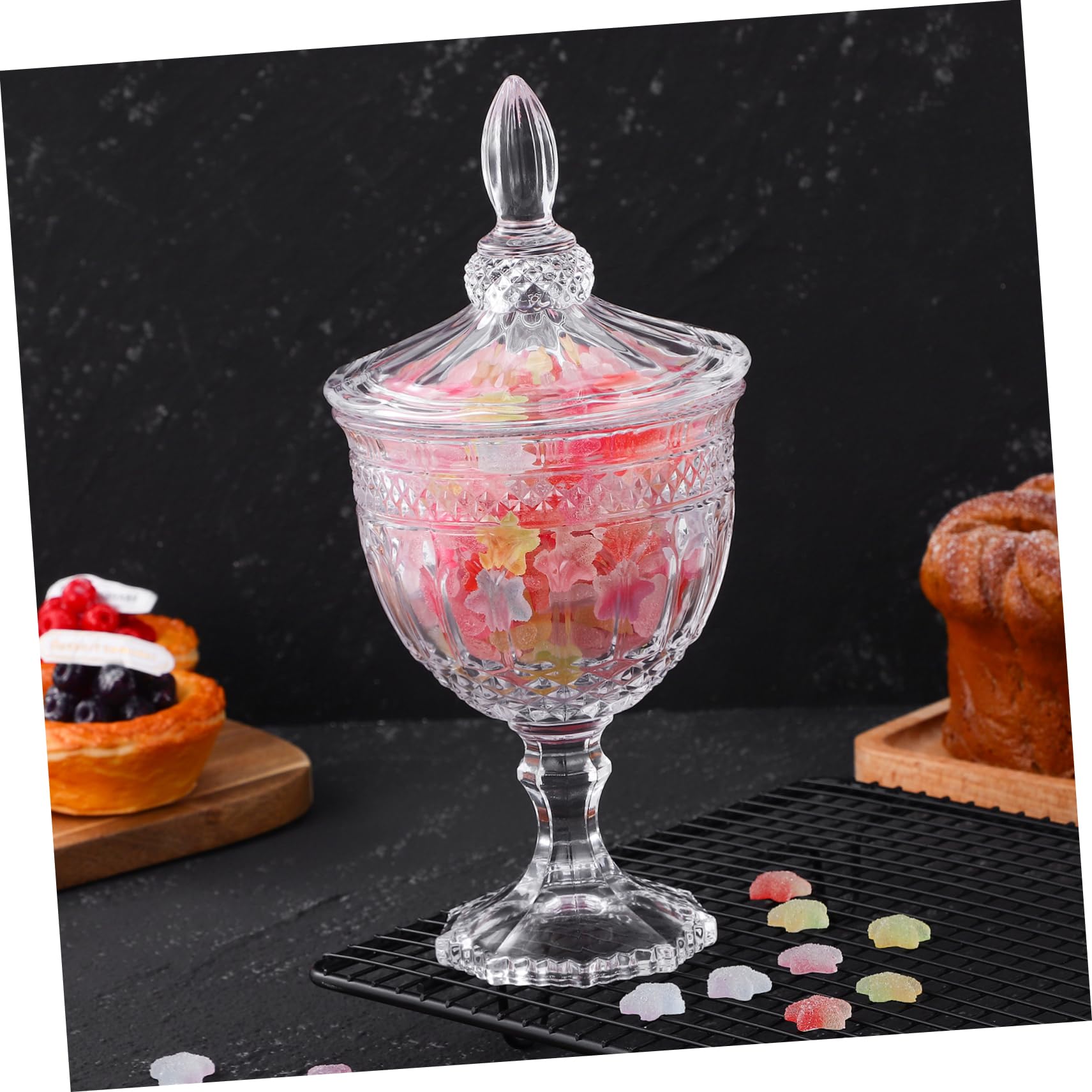 Bonbonnière en Verre Décorative Couvercle, Rangement Pratique