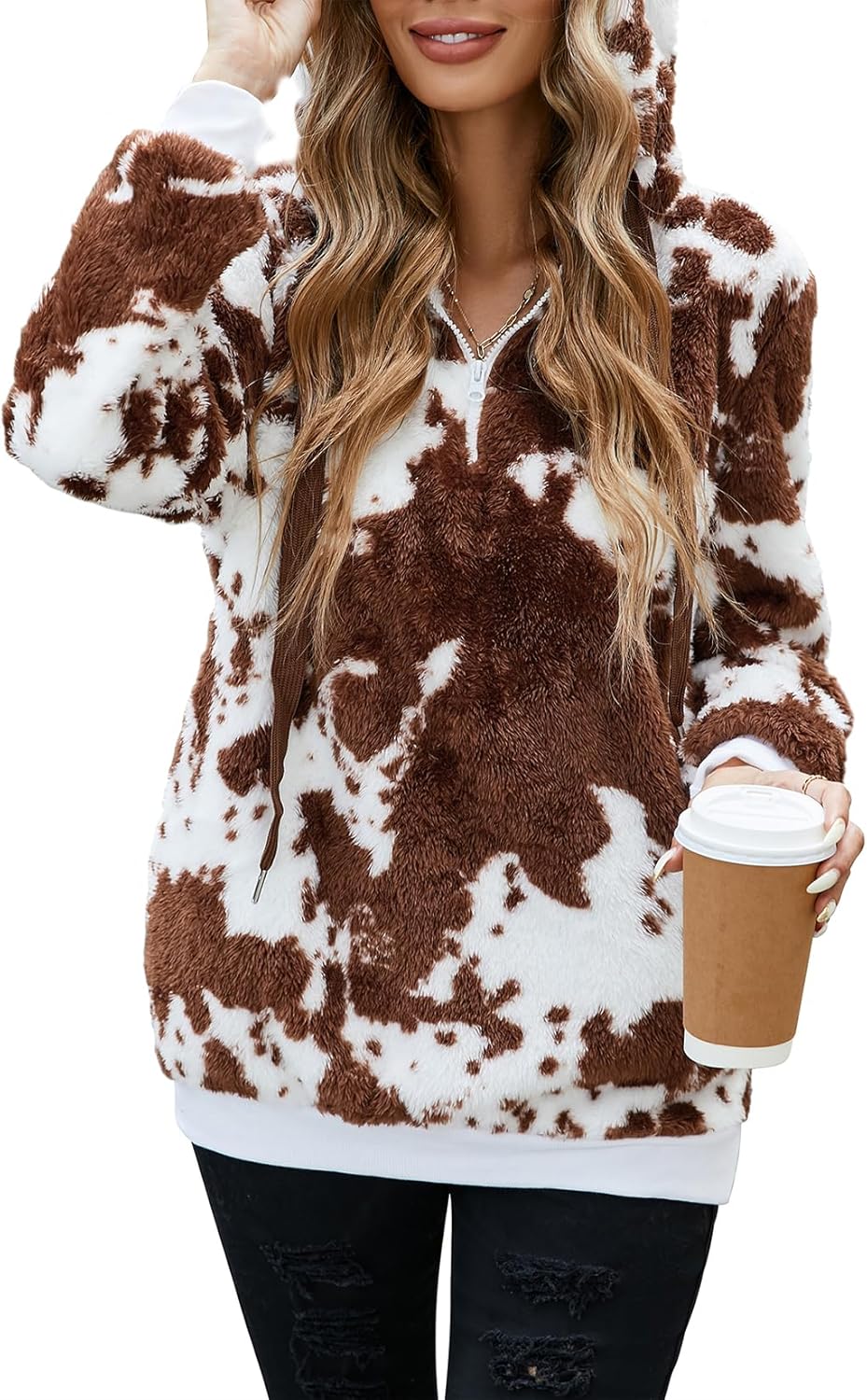 Century Star Womens Fuzzy Hoodies Pullover Sport Hoodie Cozy Oversized Pockets Hooded Sweatshirt Athletic Fleece Hoodies