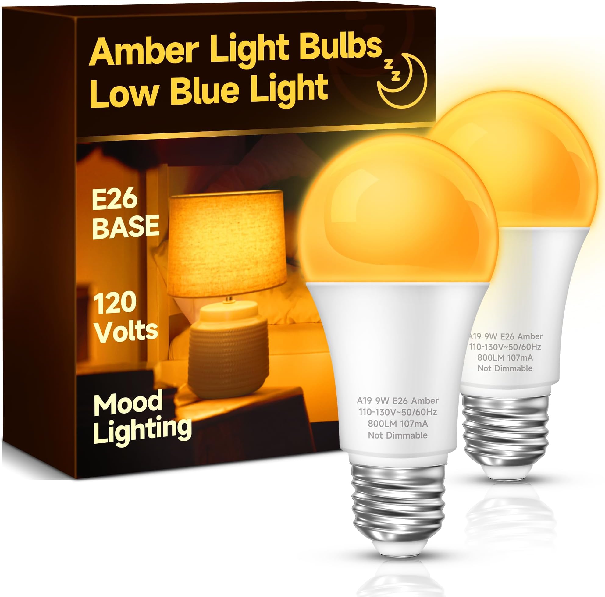 Eastiya Yellow LED Light Bulbs, A19 Warm Light Bulbs 60 Watt Equivalent