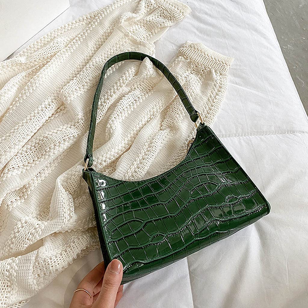 NICOLE & DORIS Sac à Main Femme Crocodile Cuir Verni - Bandoulière + Portefeuille Noir
