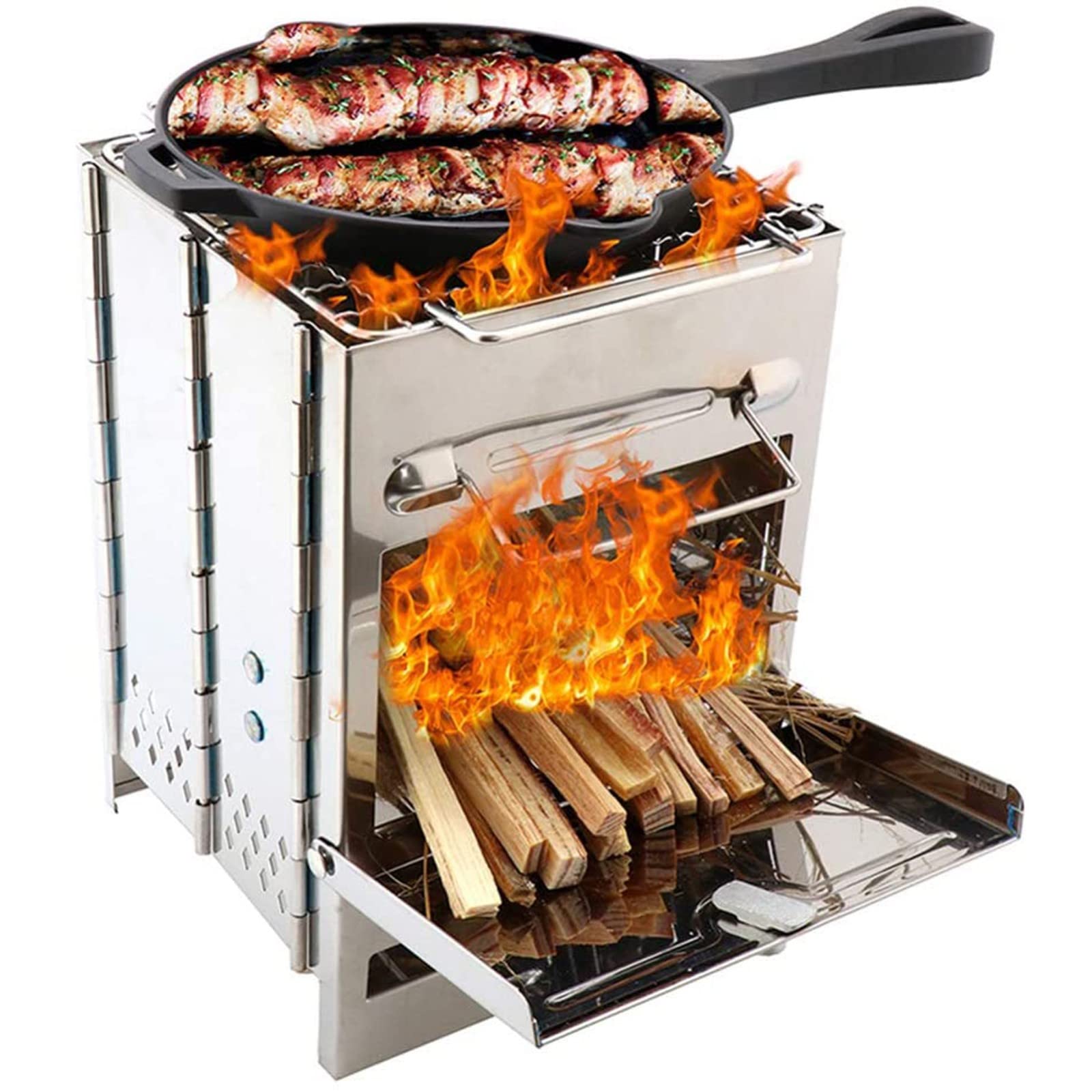 Réchaud de camping/réchaud de randonnée, réchaud de camping, réchaud à fusée, réchauds de camping à bois pliable réchaud de randonnée portable mini réchaud léger en acier inoxydable pour randonnée e