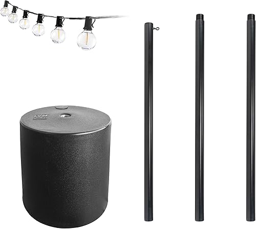 Miniatura 13 de Soporte de poste de luz para exteriores (paquete de 2) - 9.5 pies, negro, resistente con base de tanque independiente para césped, patio, terraza, 2