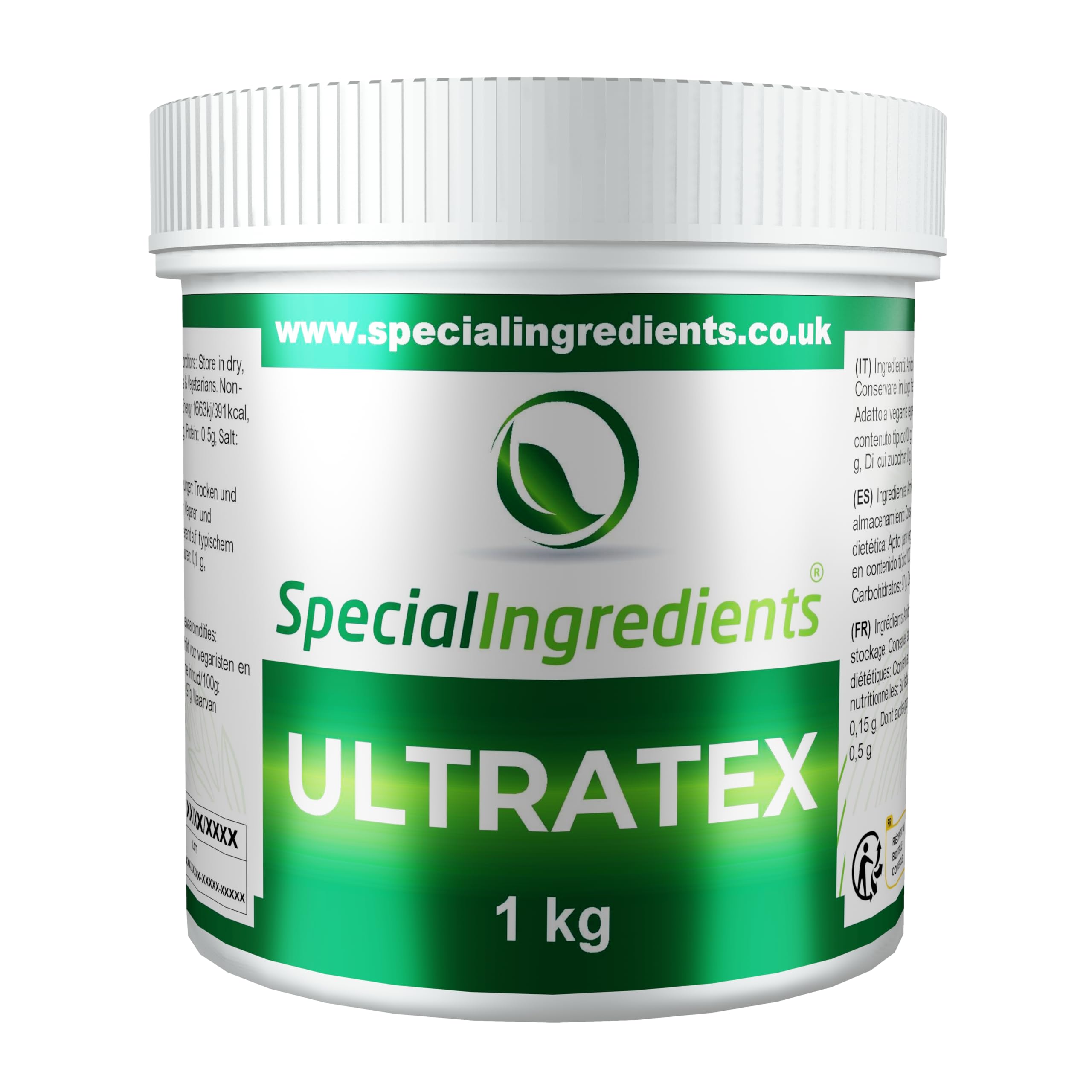 Special Ingredients Ultratex 1 kg Glutenfrei, Multifunktionale, Hochlöslich, Heiß Oder Kalt, Sofort Verdickende Stärke – Geeignet für Veganer – Recycelbarer Behälter