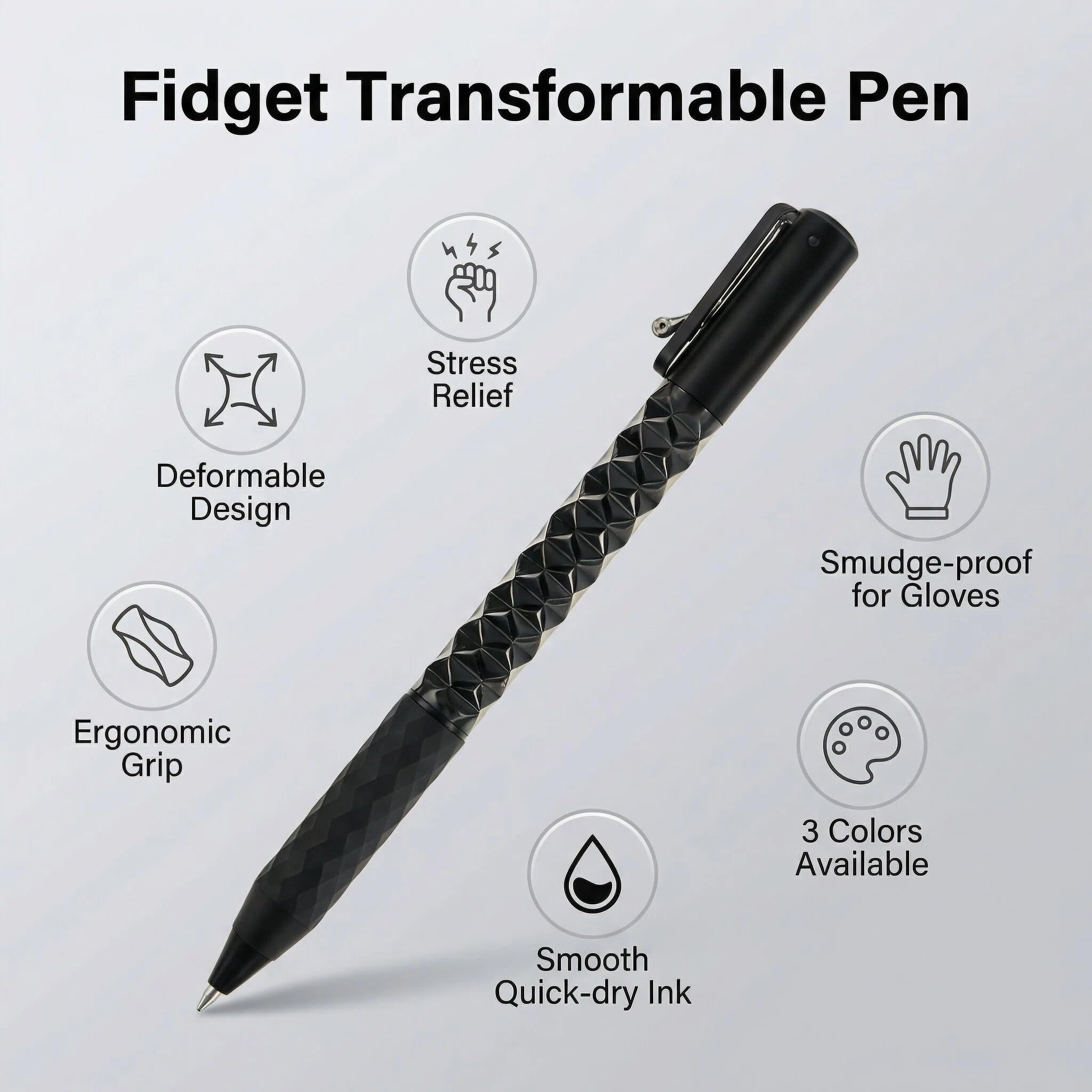Geometryczne długopisy z filcowym etui do przechowywania, długopisy żelowe Fidget dla dorosłych, kreatywne, deformujące, zabawne długopisy do szkoły, domu, artykułów biurowych, czarny atrament