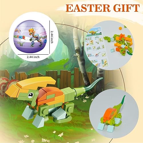 Miniatura 2 de Juego de bloques de construcción de dinosaurios prellenados 12 en 1, 12 piezas de mini bloques de construcción, juguetes de bloques de construcción