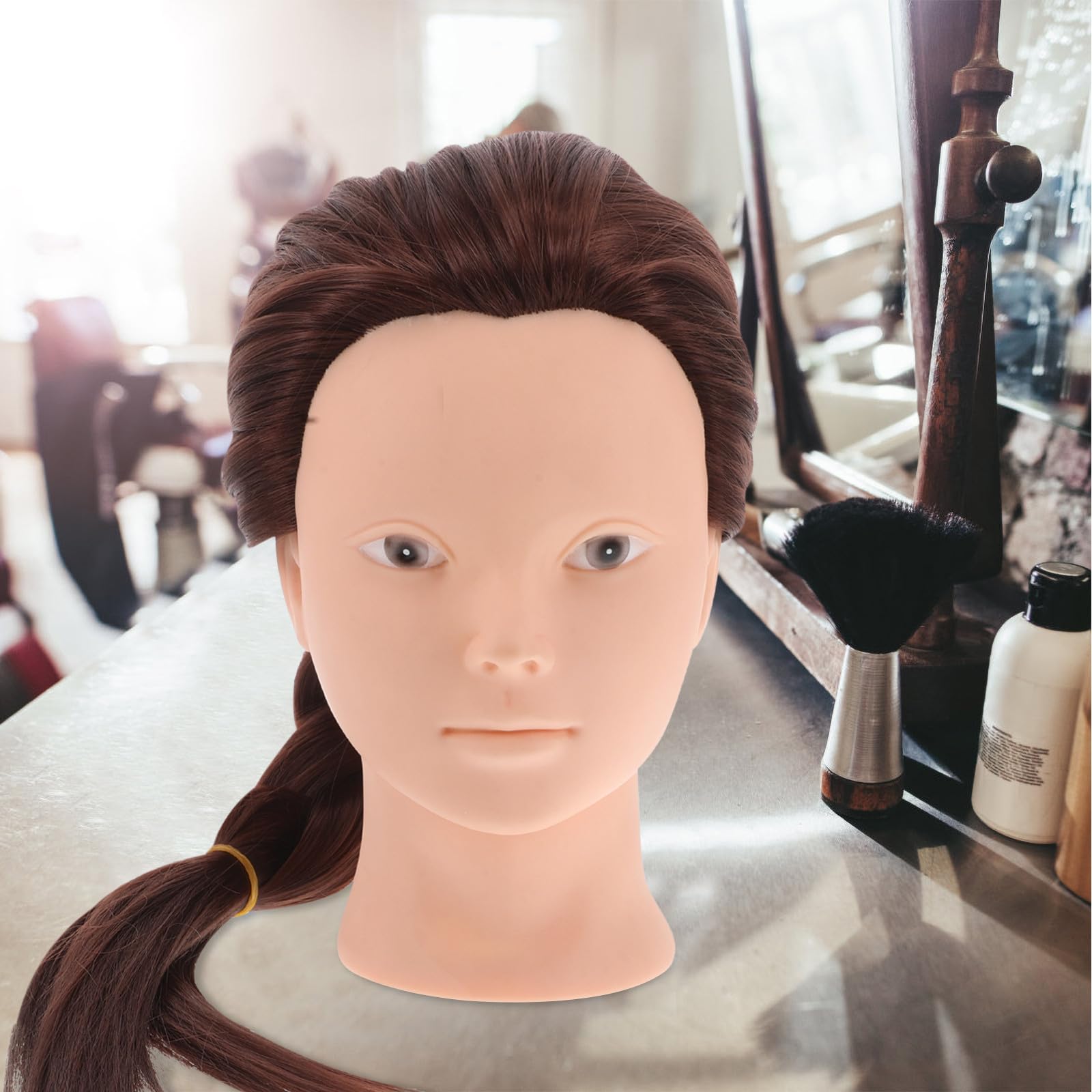 jojofuny Übungskopf Echthaar Hitzebeständig für Flechten Hochsteckfrisuren Friseurausbildung Make Up Training Salon Trainingskopf