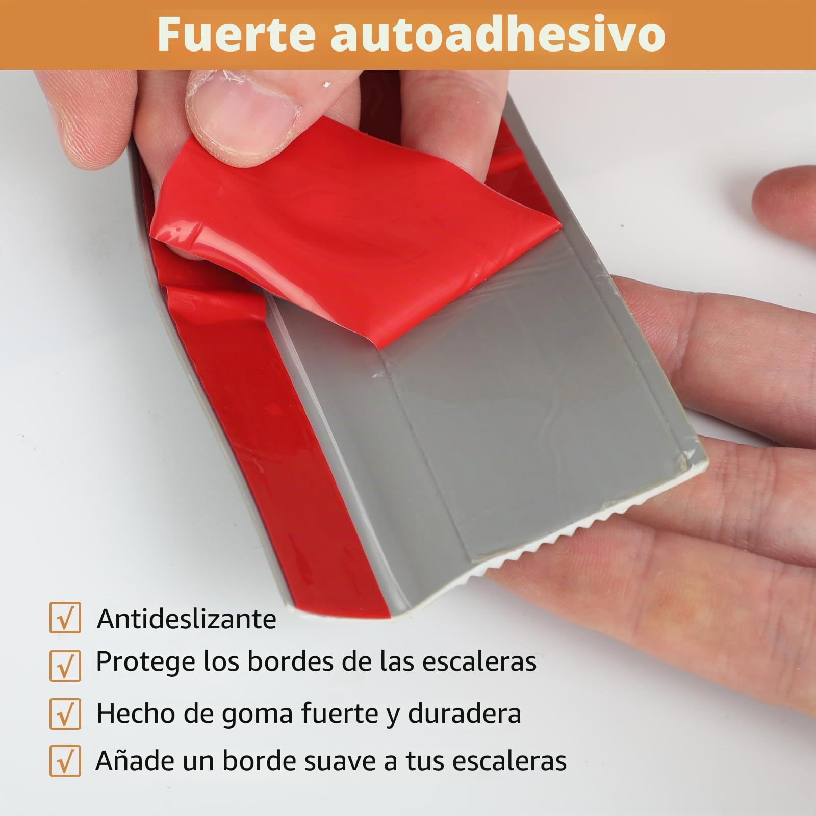5 metros/10 metros Perfil antideslizante para escaleras, perfil autoadhesivo para escalones, flexible tira de borde de PVC para escalones de goma, cinta de borde para escaleras para interior y