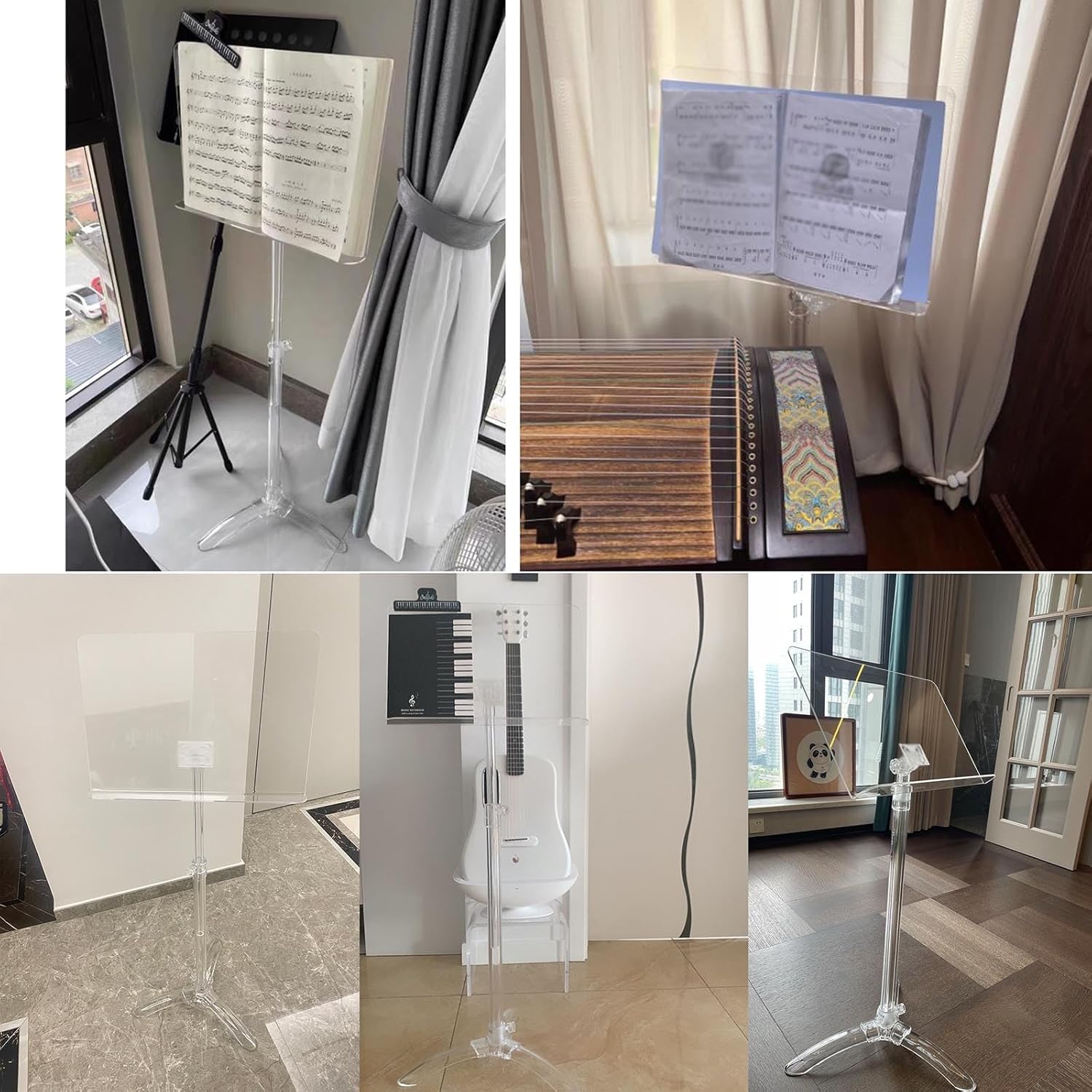 Sheet Music Stand Adjustable, Clear Acrylic Conductor Music Stand, Professional Music Book Holder, 91-141 Cm Can Be Lifted, Stabilize Durable, for Guitar, Ukulele, Violin Players