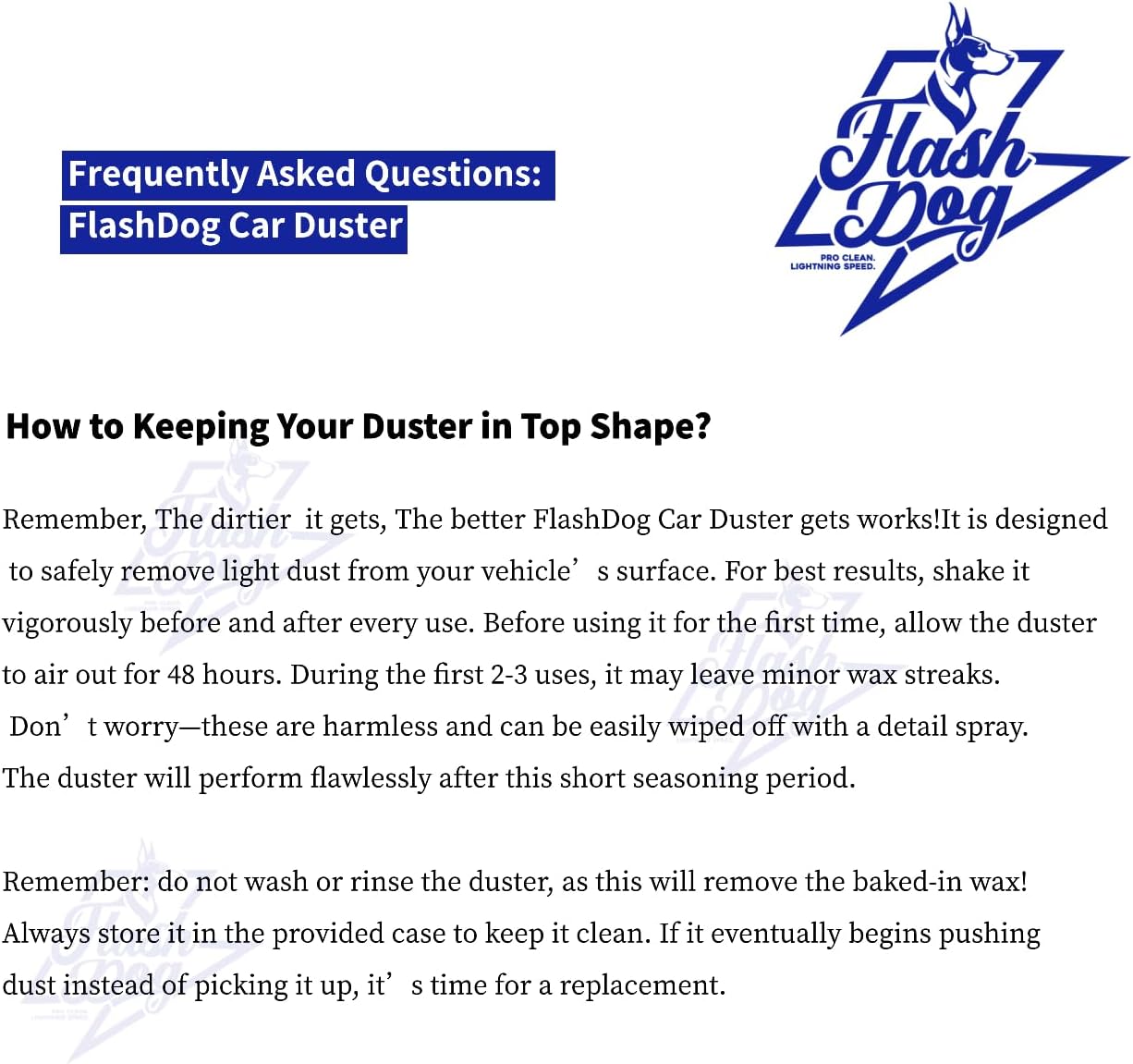 Flash Dog Car Duster Exterior & Interior Duster Aluminum Alloy Extendable Handle and Wax Cotton Strands Scratch-Free Cleaning for Cars, SUVs, RVs | Waterless Dust & Pollen Remover