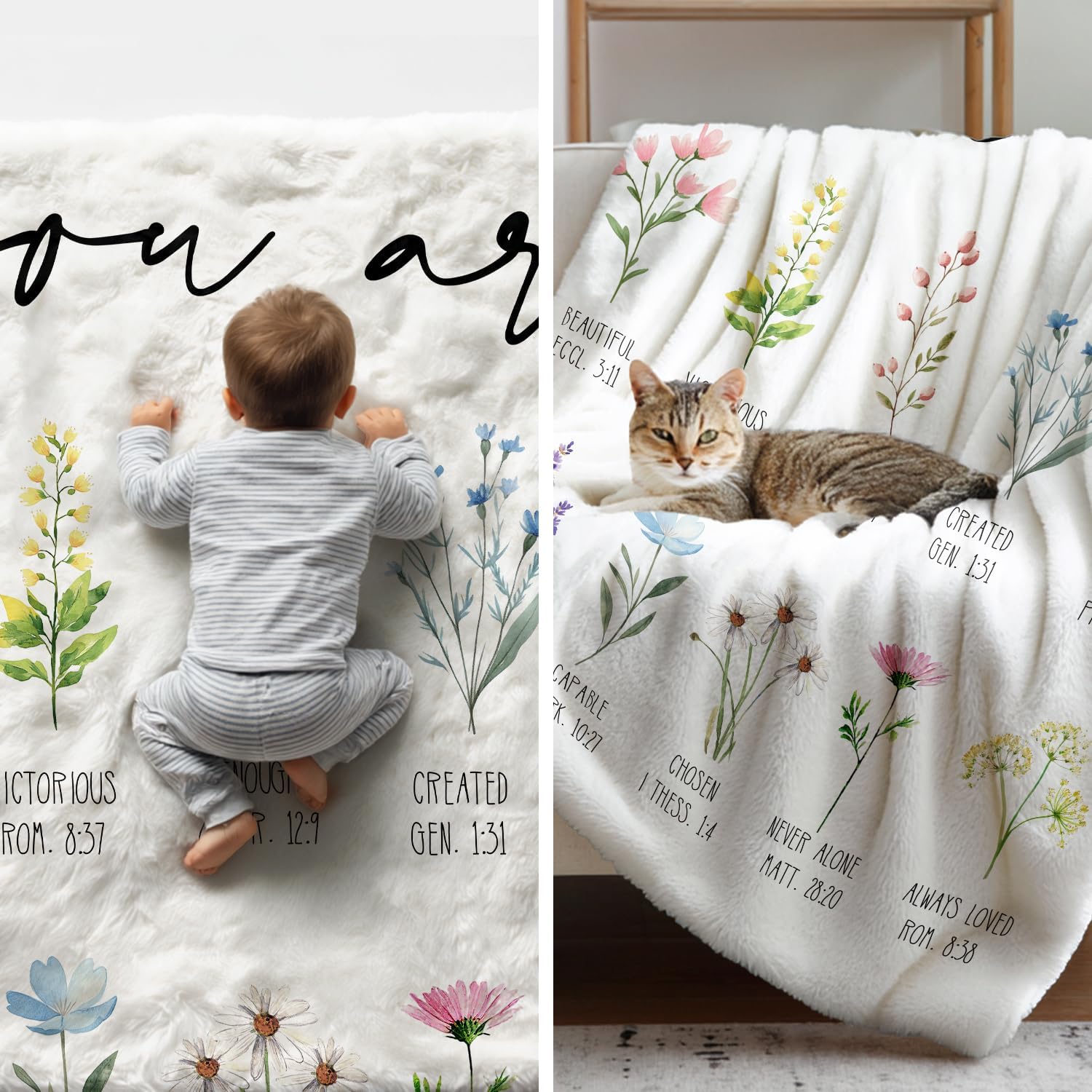 Horaldaily Spring Summer Flannel Blanket Throw, Religious Christian Flowers Soft Fuzzy Plush Cozy Fleece Blankets for Couch Sofa Bed Lounging, Ideal Gifts for Kids Adults Self, 50x60 - Image 4