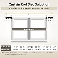 Vista 5 de Barras de cortina de servicio pesado para ventanas de 28 a 48 pulgadas, barras de cortina doradas de 1 pulgada para exteriores, casa de campo