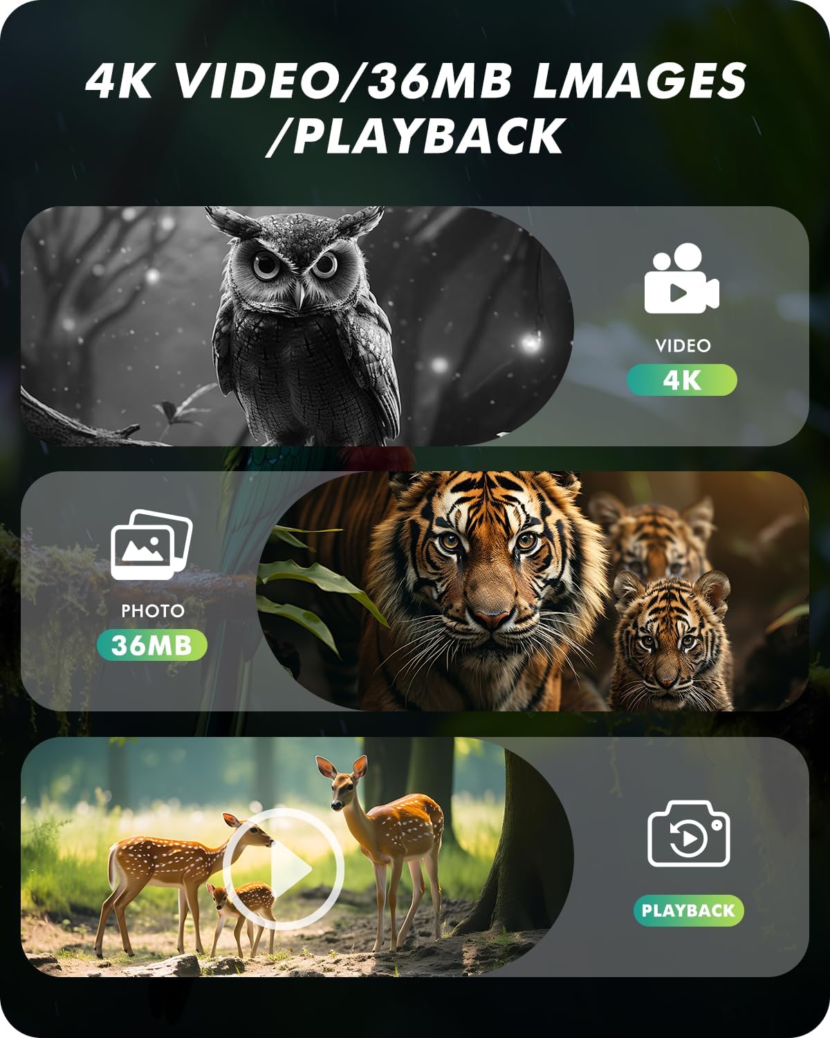 Night Vision Goggles - 4k Infrared Binoculars with 3.5" HD Screen -16X Digital Zoom 9 Gear Nightvision Binocular for Adults - 5000mAh Up to 12H with 32GB TF Card - Gifts for Hunting Outdoor - Image 7