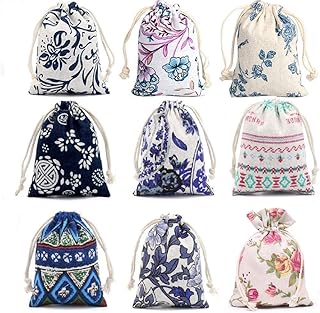 Burlaps Bags with Drawstrings- Jewelry Pounches Sacks Fabric Linen Packing Storage Gift Bag for Wedding Party Shower Christmas Birthday Thanksgiving Halloween DIY Craft, 27 Pcs (5 x 7 inch)