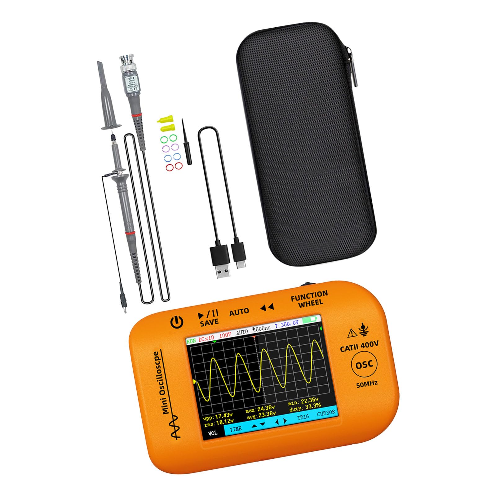 Integrated Oscilloscope and Arbitrary Waveform Generator 400V Protect Circuit Debugging for Projects Math Function
