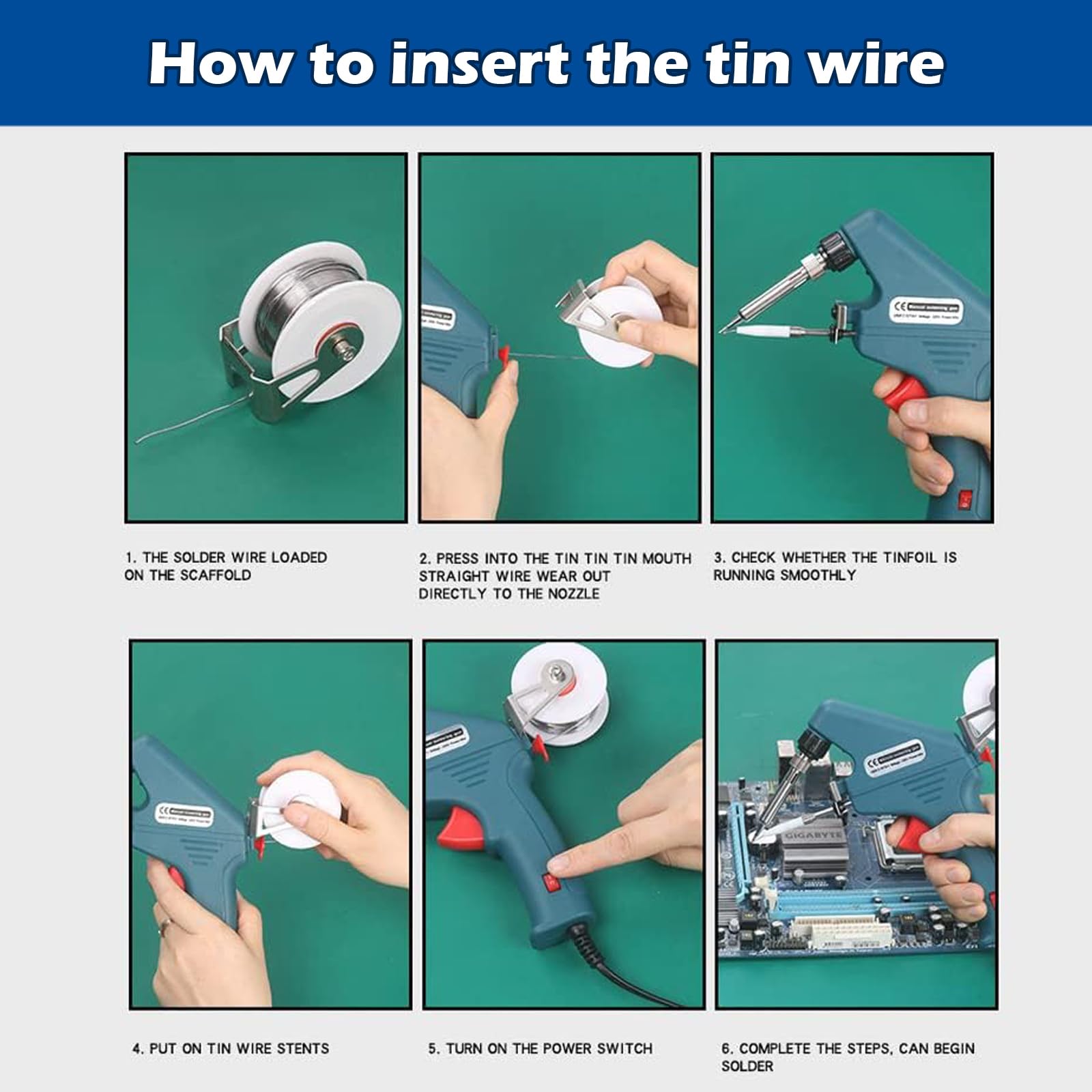 Kit de Soldadores de Estaño 60W, Pistola Manual Estación De Soldador Marco De Estaño Autónomo Funciona Con Una Sola Mano Herramienta De Soldadura para Reparaciones Electrónicas, BRICOLAJE de Joyería
