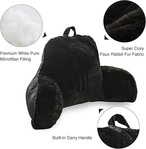 Miniatura 4 de Aimuan Almohada de lectura para descansar en la cama, almohada grande para adultos con respaldo y brazos para sentarse en la cama, cojín inclinado,