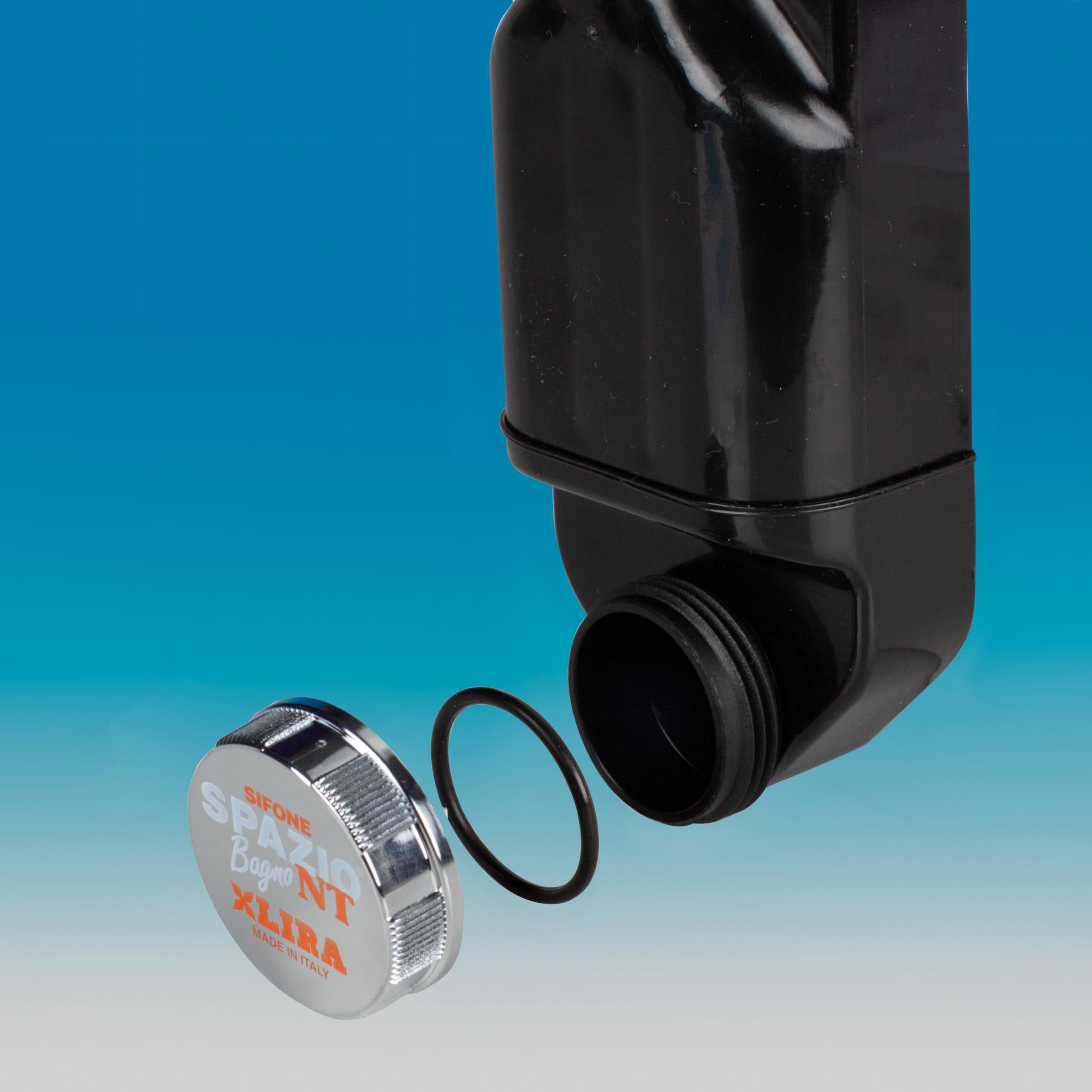Siphon KIT Spazio Bagno NT + Raumsparstopfenventil SCHWARZ