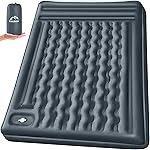 FNARMW Double Sleeping Pad Camping, Self Inflating 6\'\' Extra-Thick 2 Person Pillow Built-in Foot Pump Waterproof Inflatable Sleeping Mat Backpacking, Tent, Hiking, Portable Camping Pad (Grey)