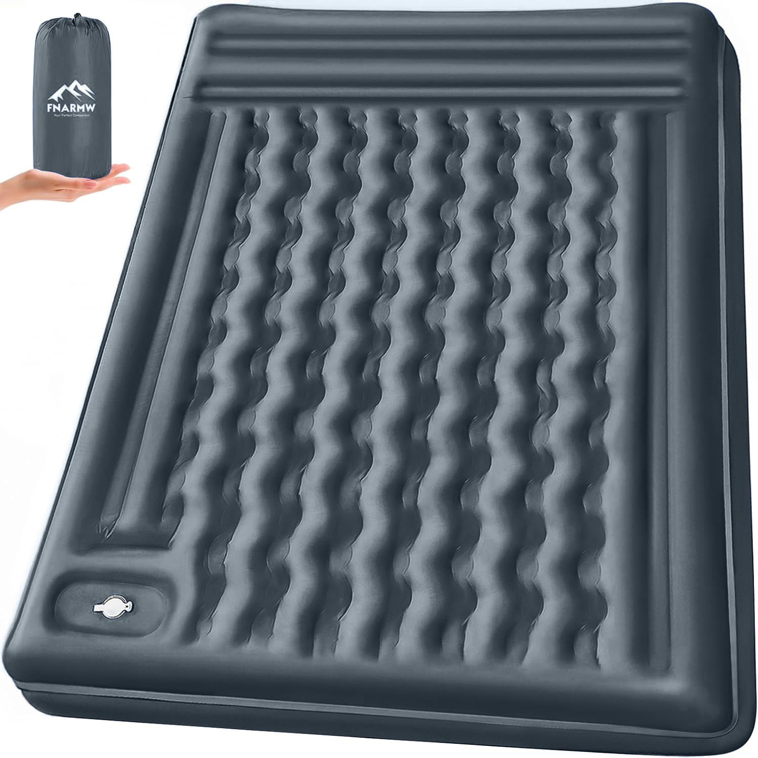 Photo 1 of **FACTORY SEALED** FNARMW Double Sleeping Pad Camping, Self Inflating 6'' Extra-Thick 2 Person Pillow Built-in Foot Pump Waterproof Inflatable Sleeping Mat Backpacking, Tent, Hiking, Portable Camping Pad (Grey)
