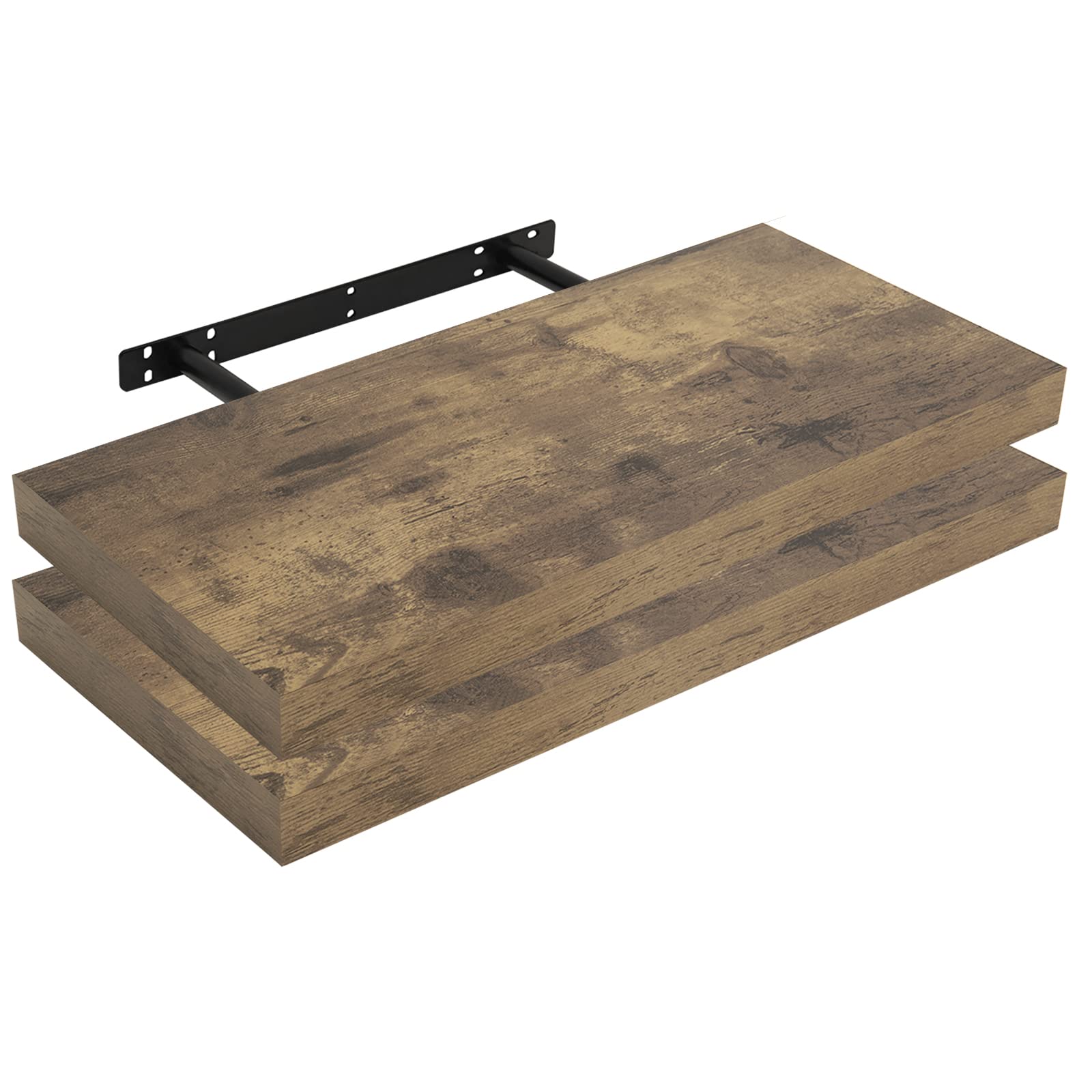 WOLTU 2X Wandregal Wandboard Bücherregal Regale für Deko Wandablagen aus MDF Holz, 2er Set Hängeregal Vintagebraun, 50x22,9x3,8cm RG9368hov-2