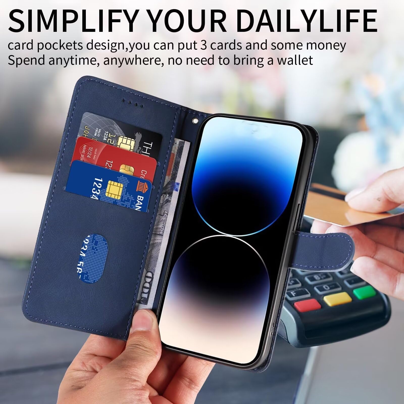 Bnvdfre for Motorola Moto E13 Case Flip Wallet Phone Cover PU Leather Shockproof Card Holder Magnetic Stand Protective Case for Motorola Moto E13 - Image 2