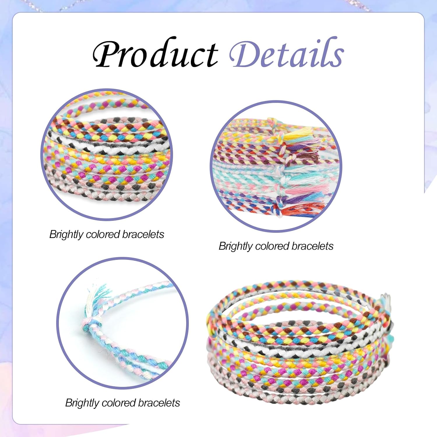 120 Pcs Woven Wrap Friendship Bracelets Adjustable Thread Braided Bracelet Handmade Beach String Bracelets for Birthday Gifts Women Party Favors - Image 2