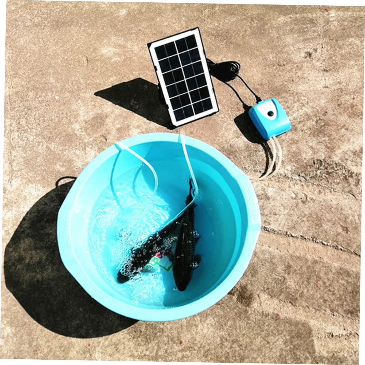 POPETPOP de para Acuario Panel Solar para Peces Aireador de Agua Sumergible sin Ruido 35 Recargable por USB Aireador para Pesca al Aire
