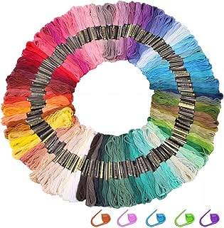3PCS Stickgarn Set, 100 Farben Stickgarn Baumwolle, Embroidery Thread mit Markierklammern, Fadenführer, für Kreuzstichfaden, Armbandfaden, Basteltwist