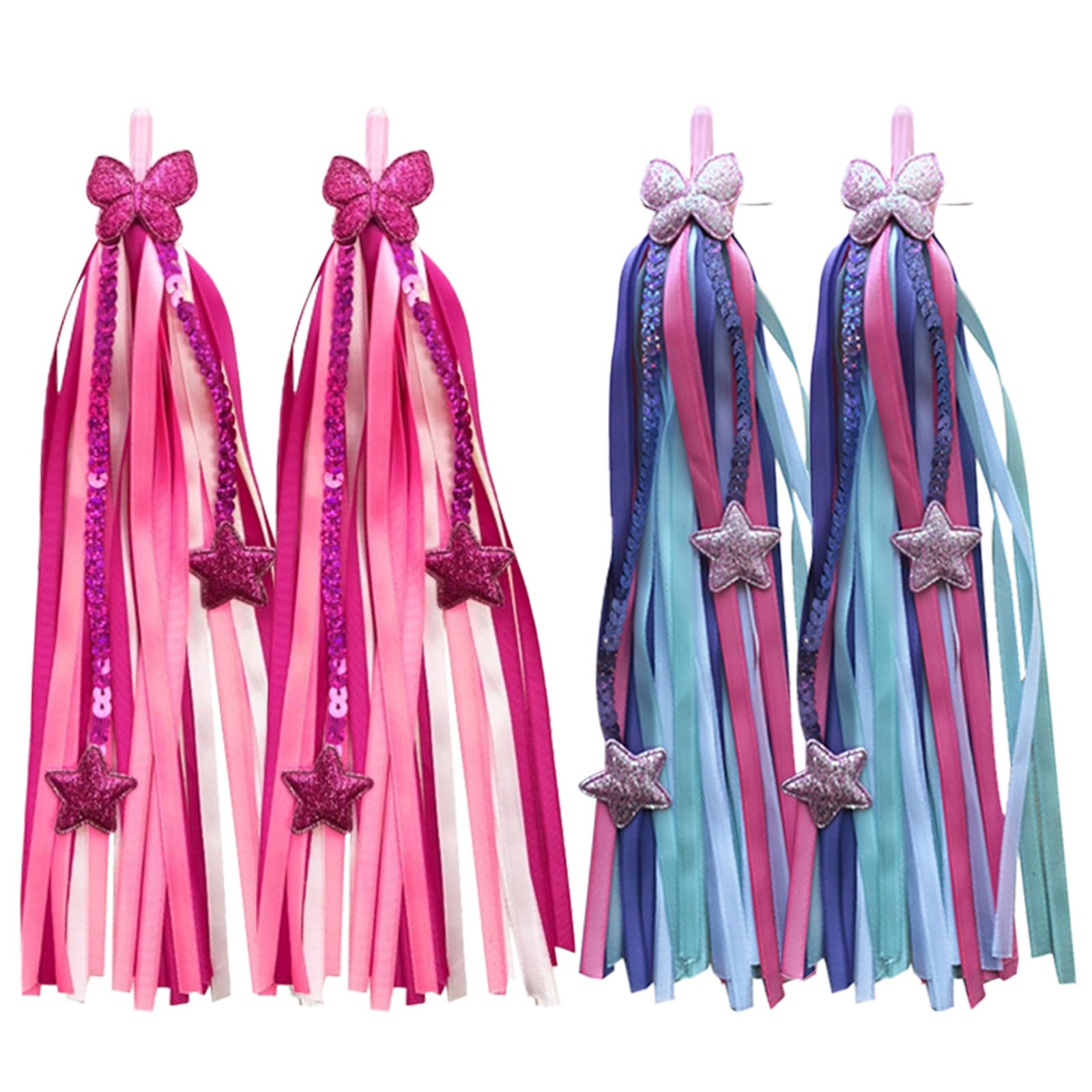 4 Pcs Bike Streamers, Kids Bike Streamers, Bikes Tassels for Girls, Micro Scooter Streamer, Colorful Handlebar Tassels, Fun Wind Fluttering Grips for Bicycle Scooter Tricycle Bikes Accessories Kids
