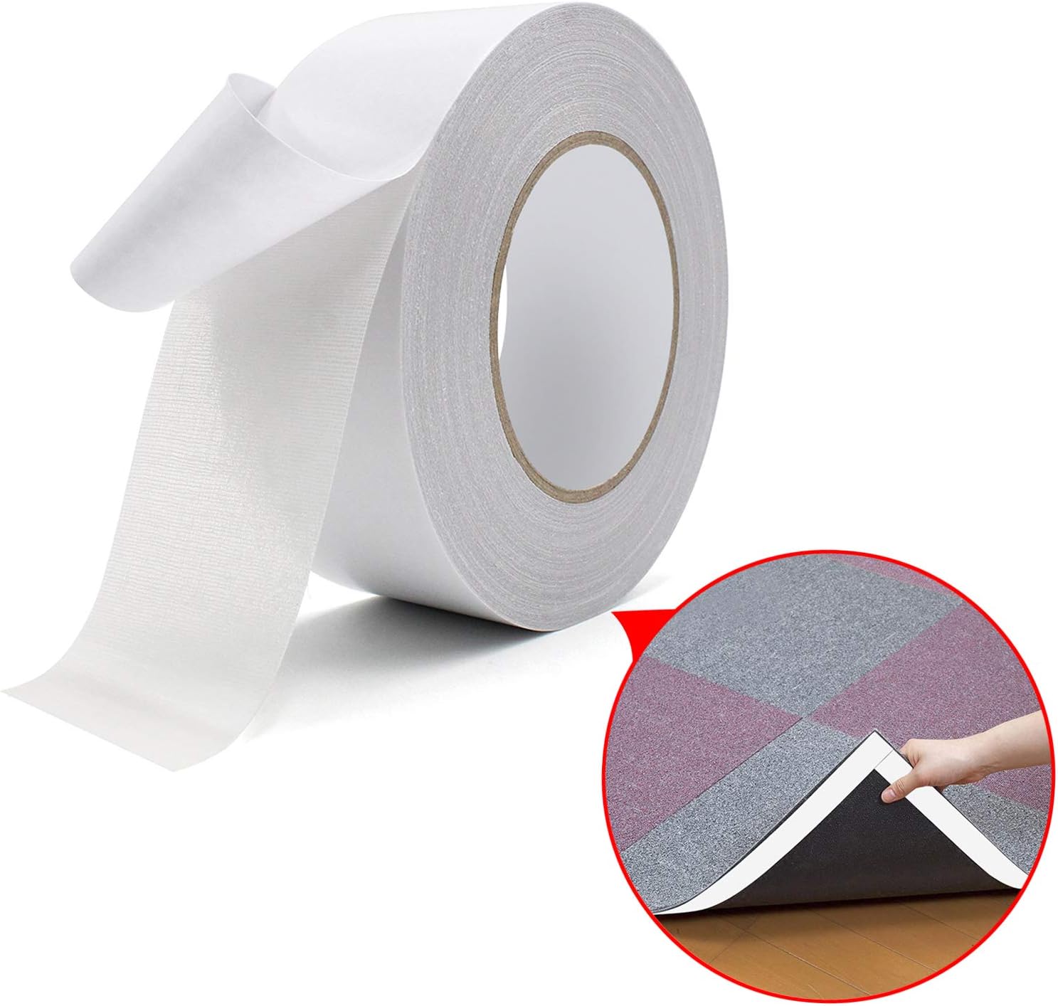 90ft Double Sided Carpet Tape ONBET Multi-Purpose Removable Rug Tape Anti Slip Non Skid Rug Pad Underlayment Strong Adhesive for Indoor and Outdoor Use (Carpet Tape)