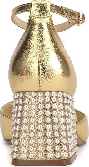 Chaussures à Talons Jessica Simpson Pour Femme - Or, Bout Ouvert, Coquillages - Pointure 7,5 - Occasion