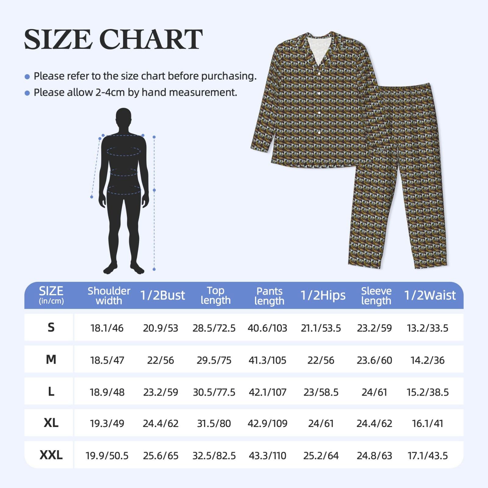 Steam Little Train - Conjunto de pijama de manga larga para hombre, de dos piezas, transpirable, cómodo