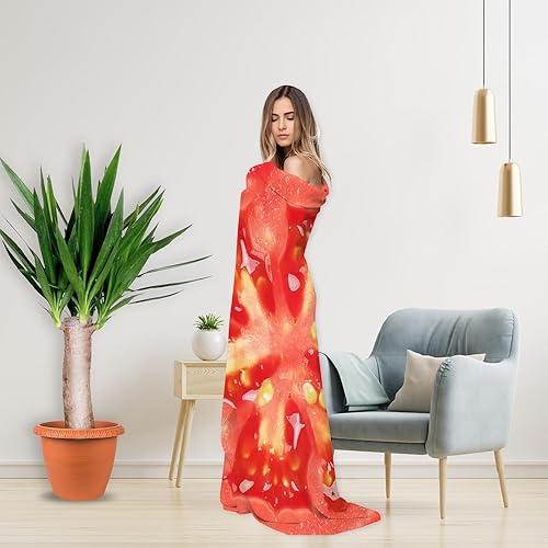Miniatura 3 de Manta de tomate divertida para adultos y niños, manta de franela suave redonda para la siesta, ideas únicas novedosas, mantas de regalo para sofá,