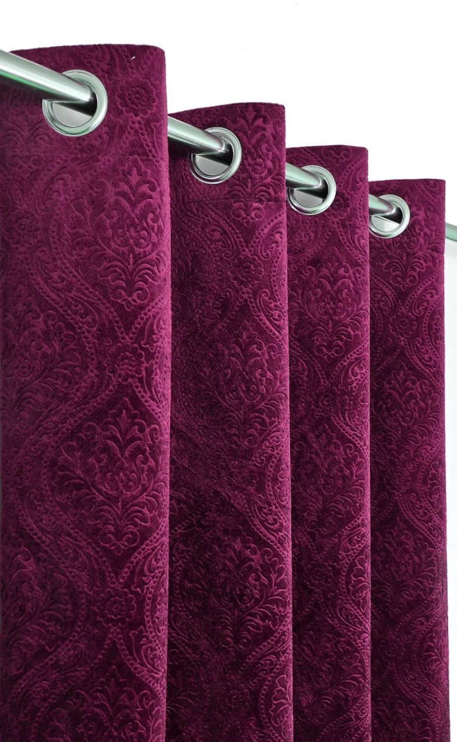 Fabrilia Velvet Eyelet Door Curtain 7 feet Long for Living Room/Bedroom, Wine, Pack of 1 Piece