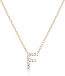 PAVOI 14K White Gold Plated Cubic Zirconia Initial Necklace | Letter Dainty Necklaces for Women