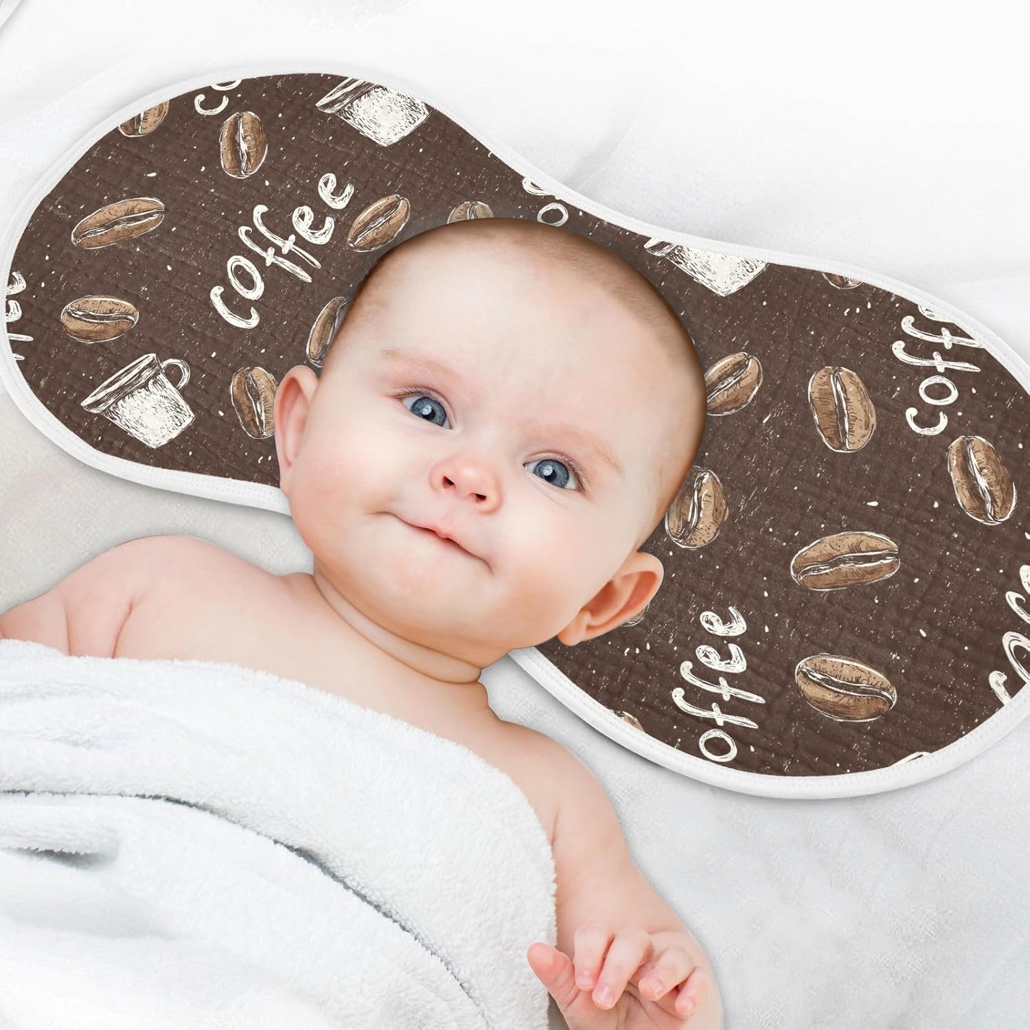 vvfelixl Brown Coffee Bean Burp Cloths for Baby Boy Girls Baby Washcloths Burp Rags 1 Pack