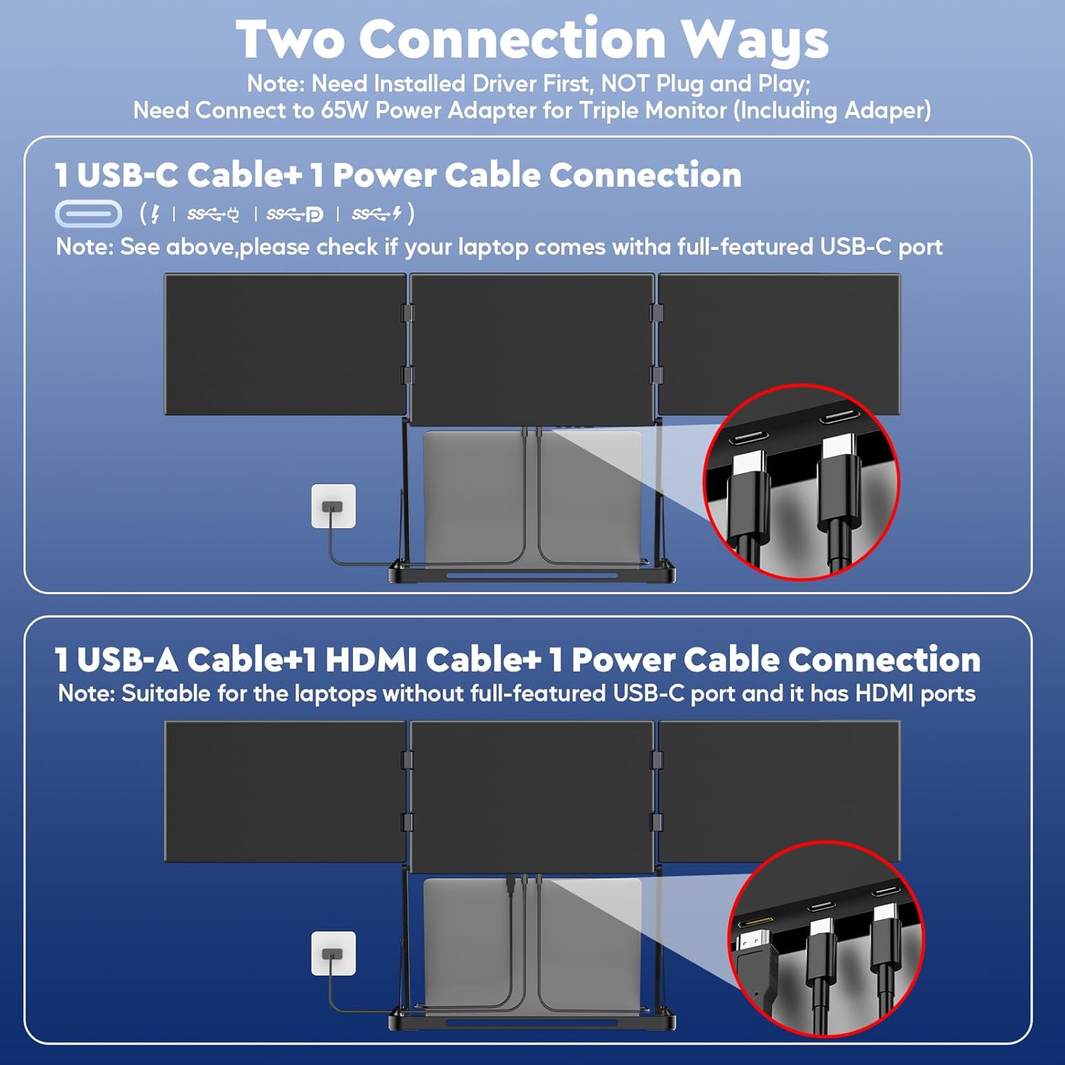 Elite | HONGO Triple Portable Monitor for Laptop - 15.6" Porta... - view 2
