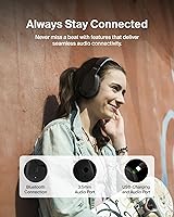 Vista 5 de Belkin SoundForm Surround Bluetooth Over-Ear Headphones - Environmental Noise Cancelling Headphones - Wireless w/ 60H Playtime & Soft Ear Cups for