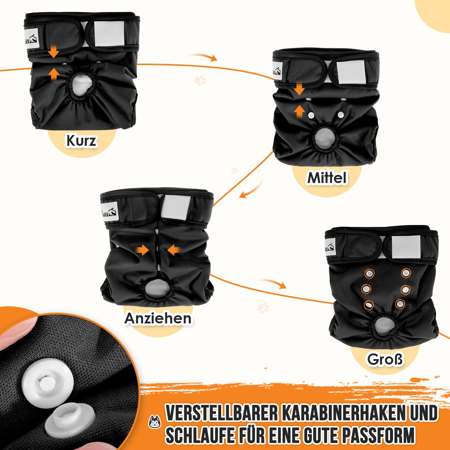 Eyein 3 Stück Hundewindeln für Hündinnen, Wiederverwendbare und Hochsaugfähige läufigkeitshose für hündinnen, Waschbare hundehöschen mit zweifacher Anpassung für Läufigkeit & Inkontinenz (#1, L)