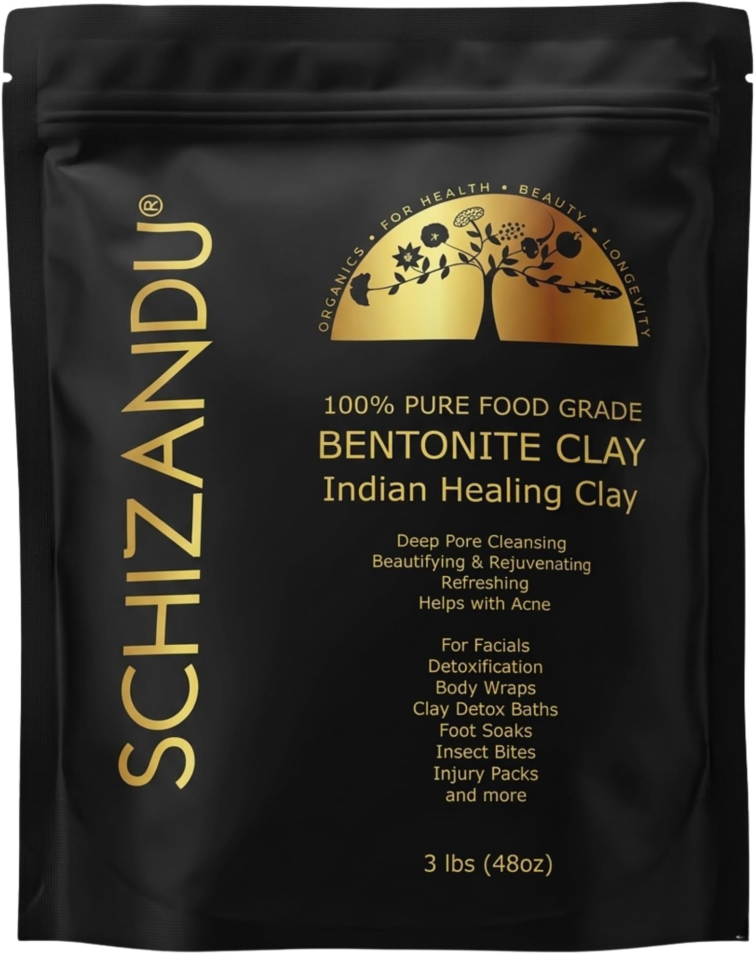 Organics Bentonite Indian Aztec Healing Clay, Vegan 100% Pure | 3 Lbs |Supports Beauty Masks, Hair Masks, Acne Treatment, Natural Soap, Cleanser