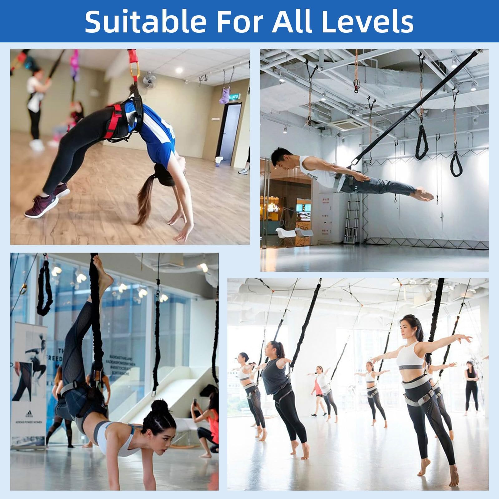 Bungee Trainer Sospensione, Set di cinture di resistenza per yoga, corda da danza elastica 4D, corda elastica pesante per l'allenamento, attrezzature per esercizi elastici per la casa