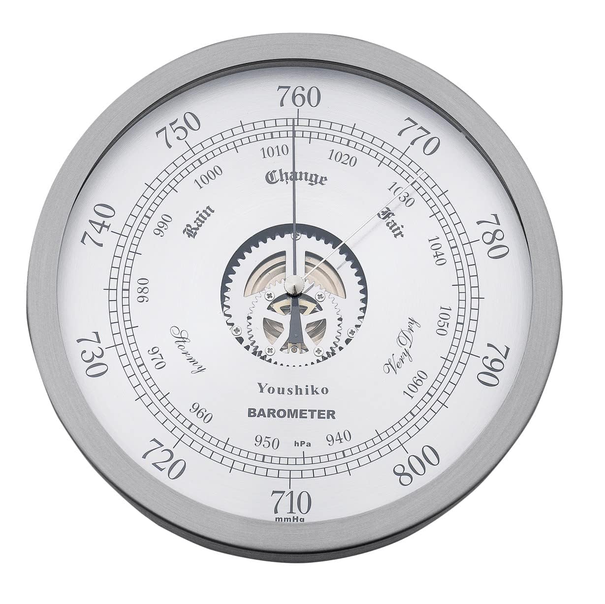 Youshiko Traditional Barometer, Stainless Steel Surround Weather Forecaster, 2026 Version (Silver)