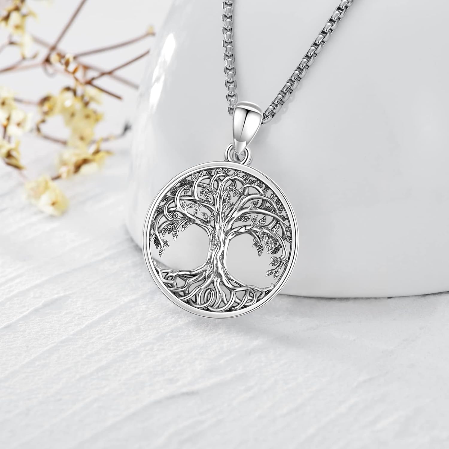 Tree of Life Necklace Sterling Silver Crystal Abalone Shell Tree Pendant with Heart Family Tree Jewelry for Women Mother's Day Gifts - Image 2