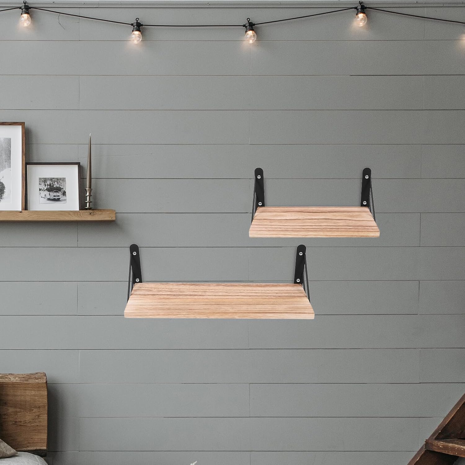 Modern Wall Mounted Floating Shelf Set, 3pcs Light Wood Wall Organizer, Rustic Style Floating Shelves for Living Room Bedroom Office Décor
